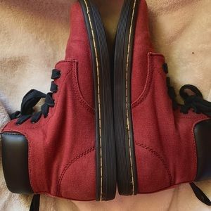 dr. martens red canvas boots